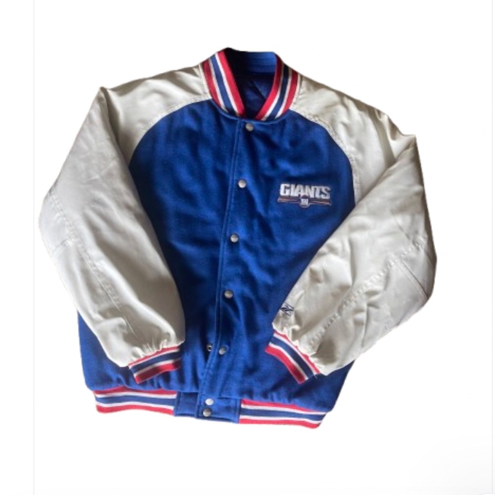 New York Giants Vintage Style Varsity Jacket - Blue & White